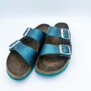 Birkenstock Metalic Turquoise Arizona Soft Footbed Narrow 40